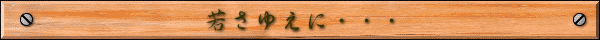 若さゆえに・・・